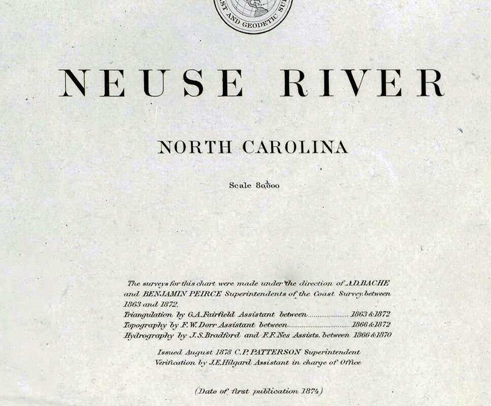 1879 Nautical Map of Neuse River North Carolina to Newbern