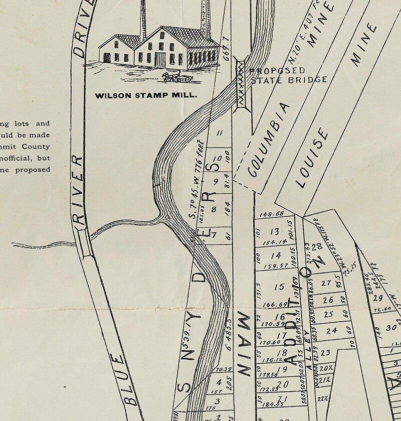 1905 Map of Beckenridge Summit County Colorado