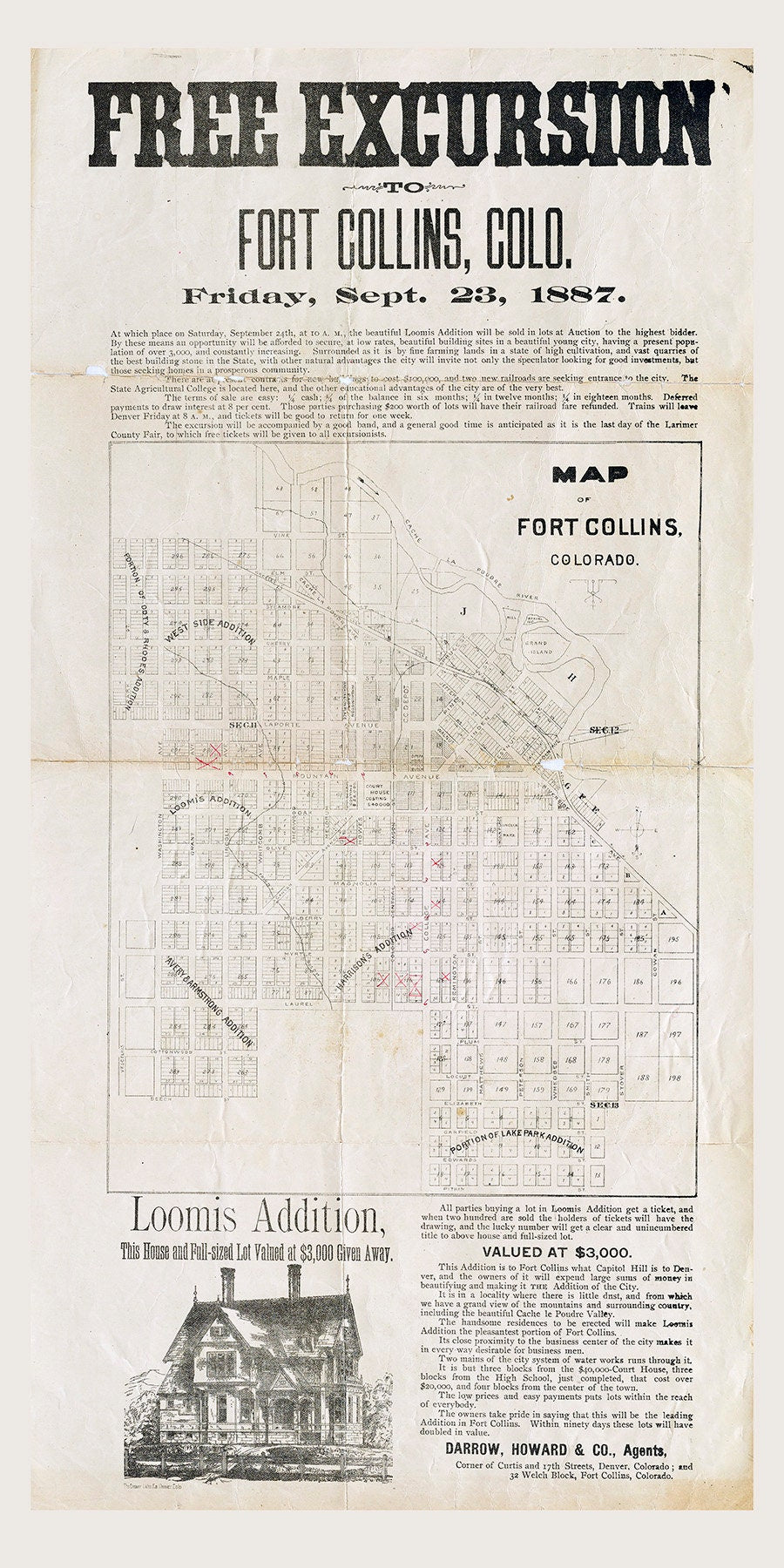 1887 Map of Fort Collins Colorado