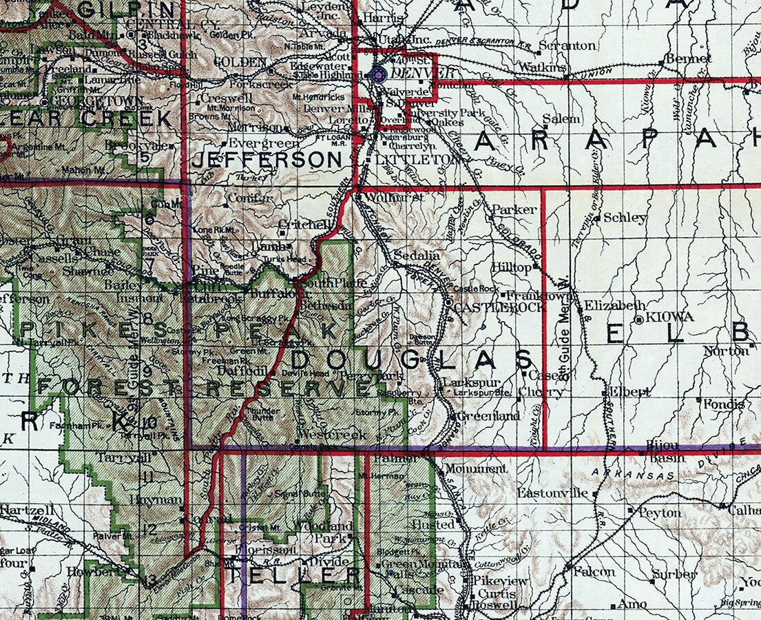 1905 Map of the State of Colorado