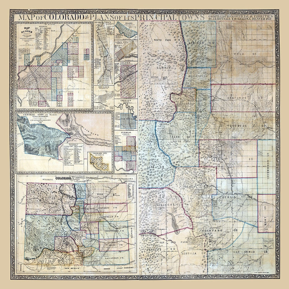 1872 Map of Colorado Towns