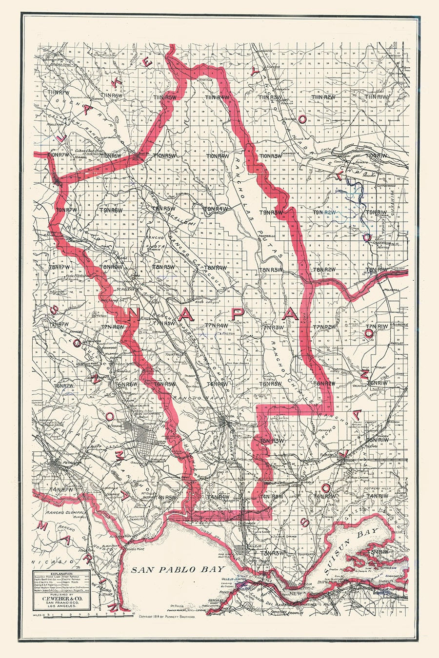 1914 Map of Napa County California