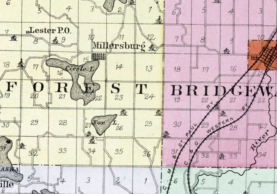 1900 Map of Rice County Minnesota