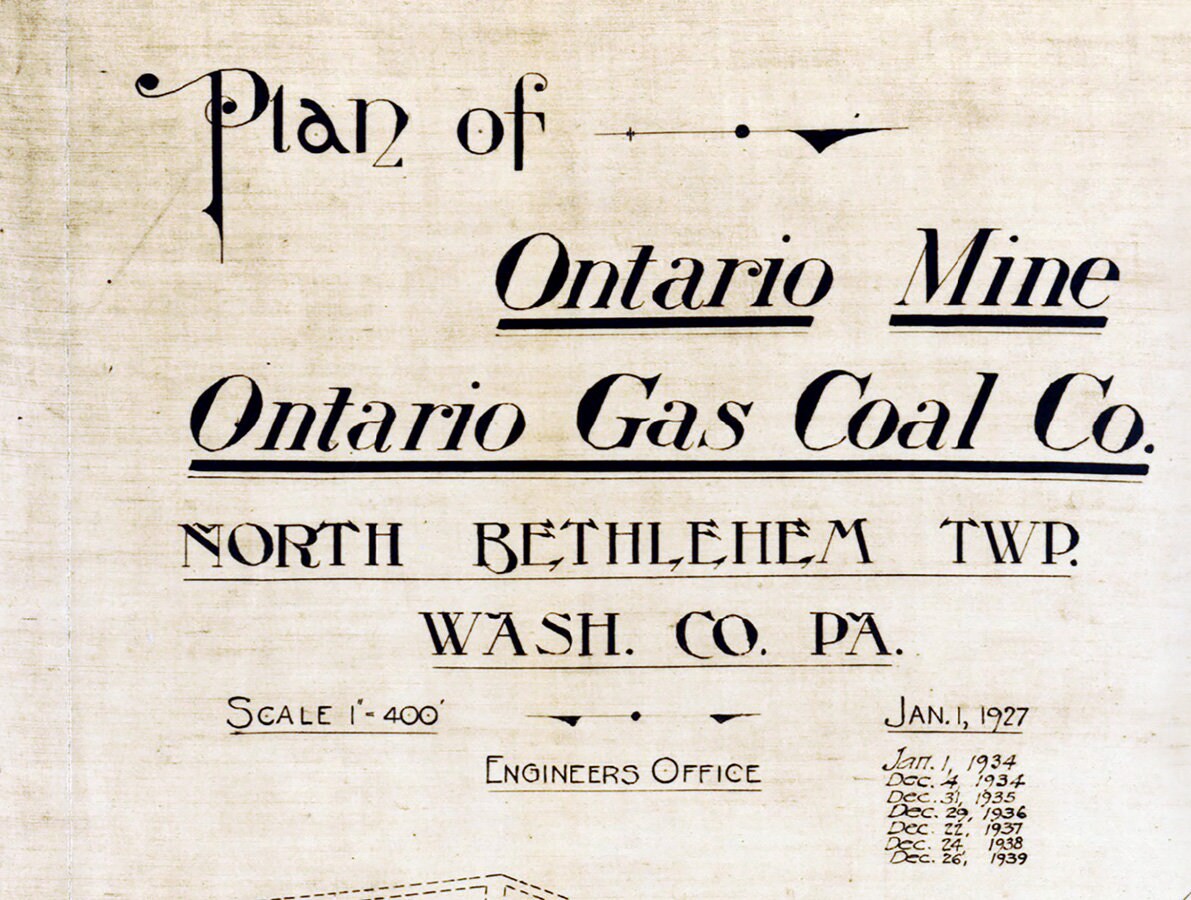 1927 Map of Ontario Mine & Gas Coal Company Washington County PA