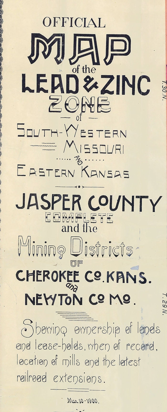 1900 Farm Line & Mining Map of Jasper County Missouri and Adjoining Counties