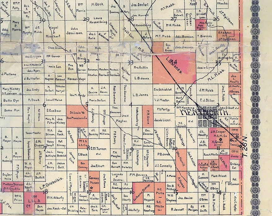 1900 Farm Line & Mining Map of Jasper County Missouri and Adjoining Counties