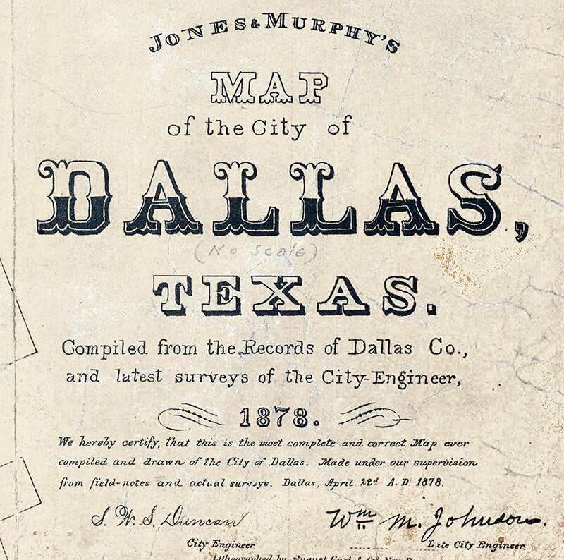 1878 Map of Dallas Texas
