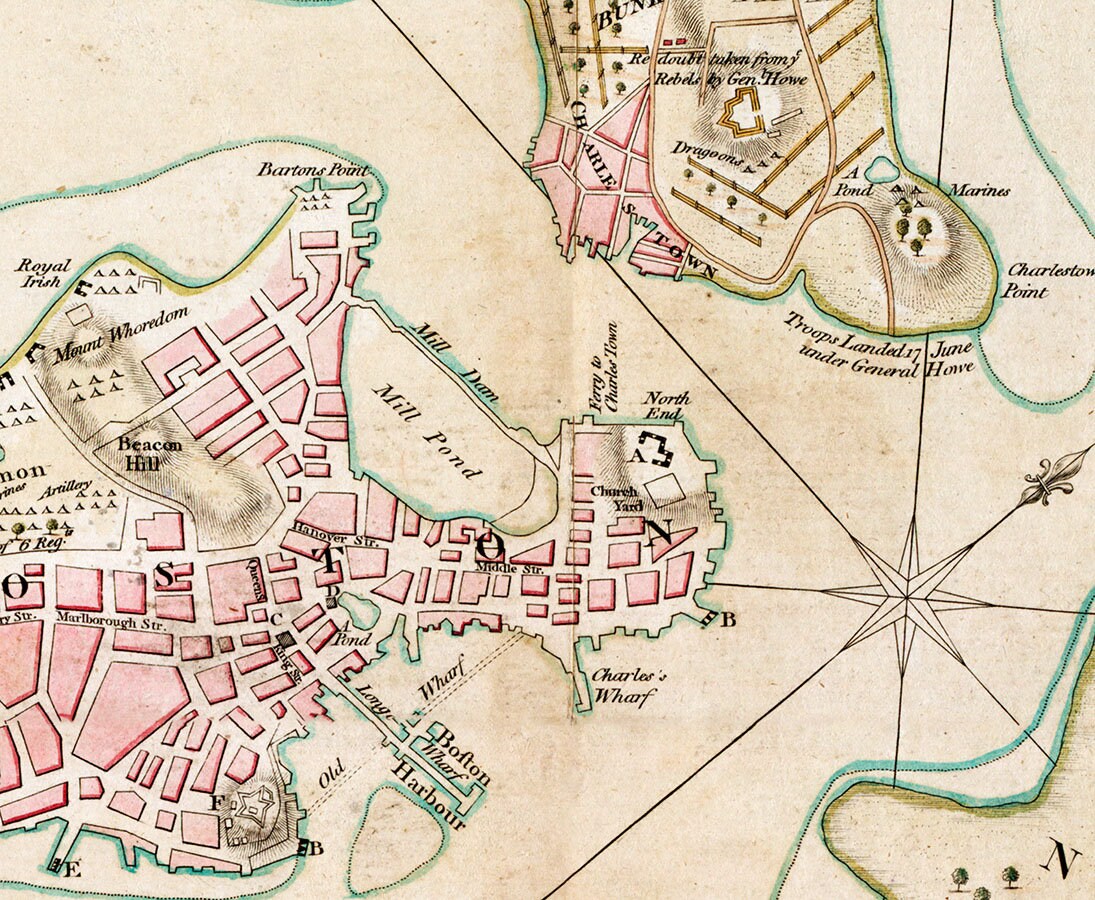 1776 Map of Boston Massachusetts