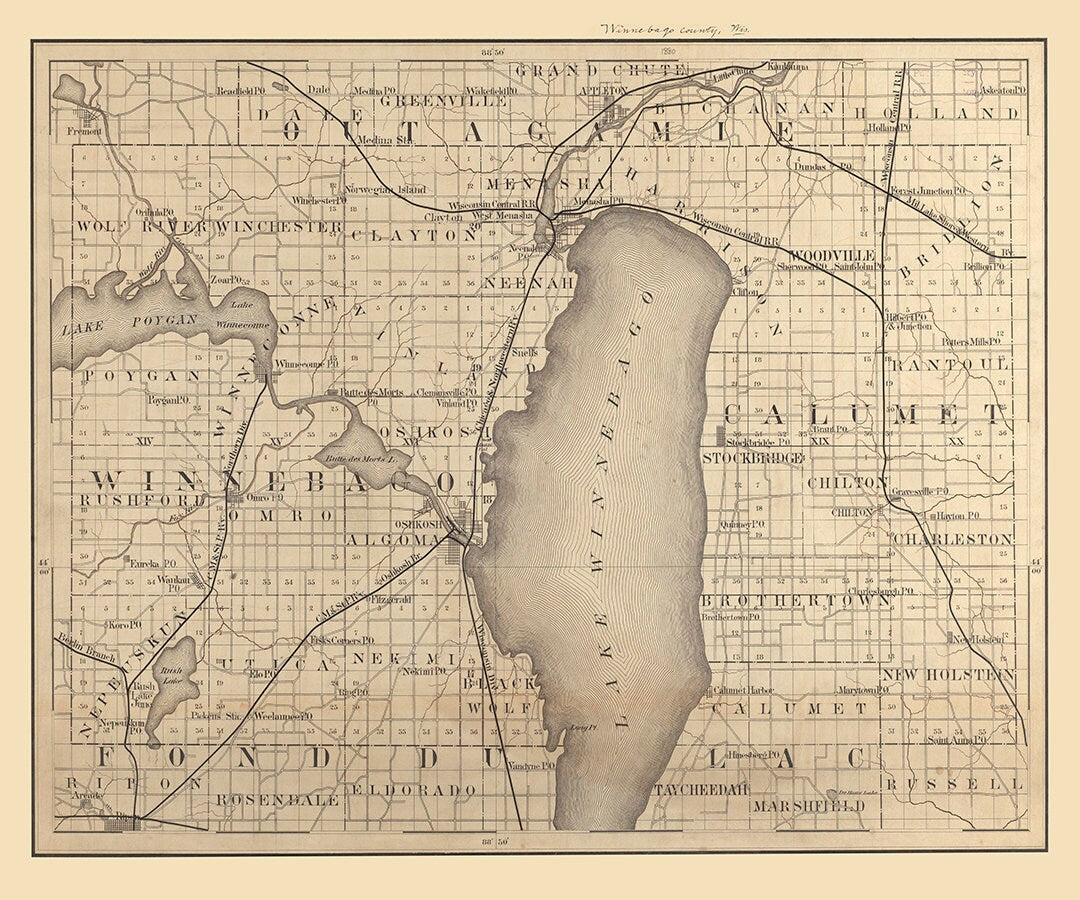 1880 Map of Winnebago County Wisconsin