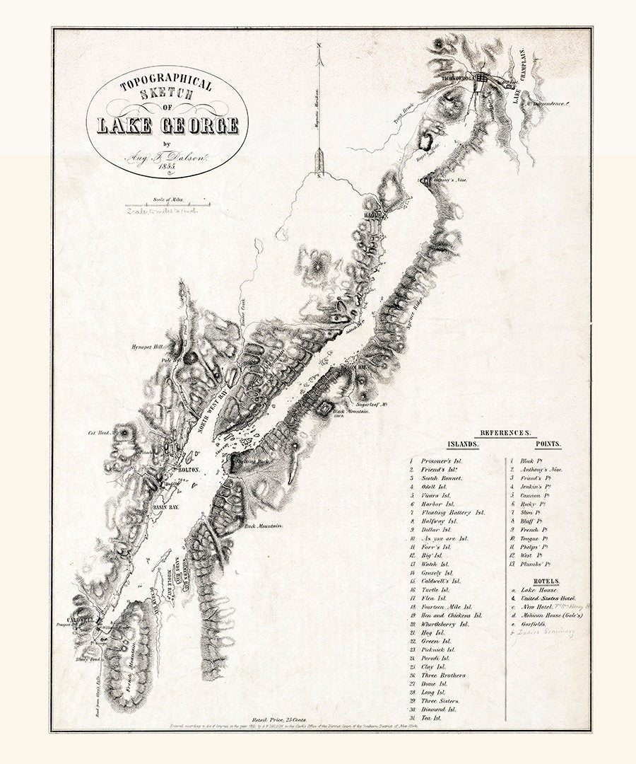 1855 Map of Lake George New York