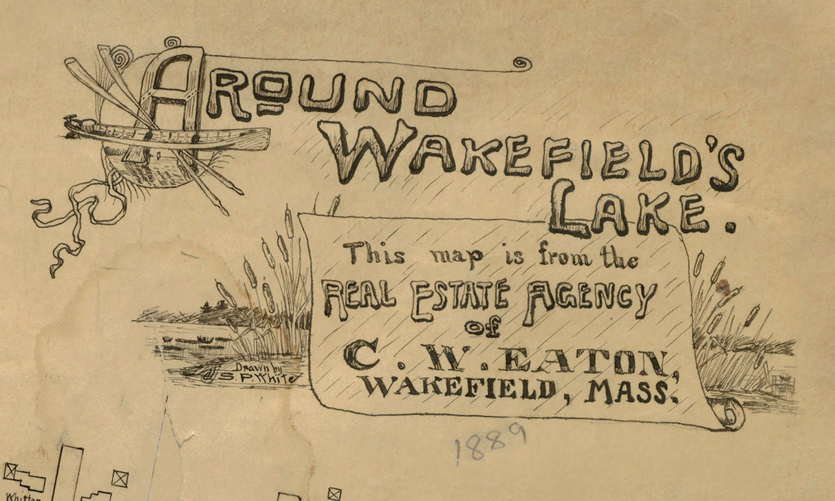 1889 Map of Wakefields Lake Massachusetts Quannapowitt Lake