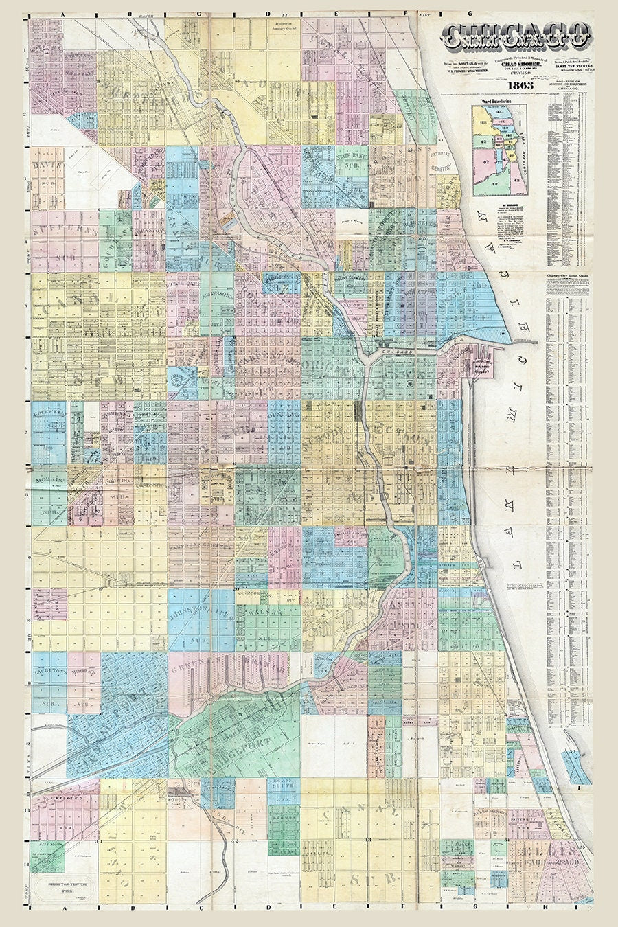 1863 Map of Chicago Illinois