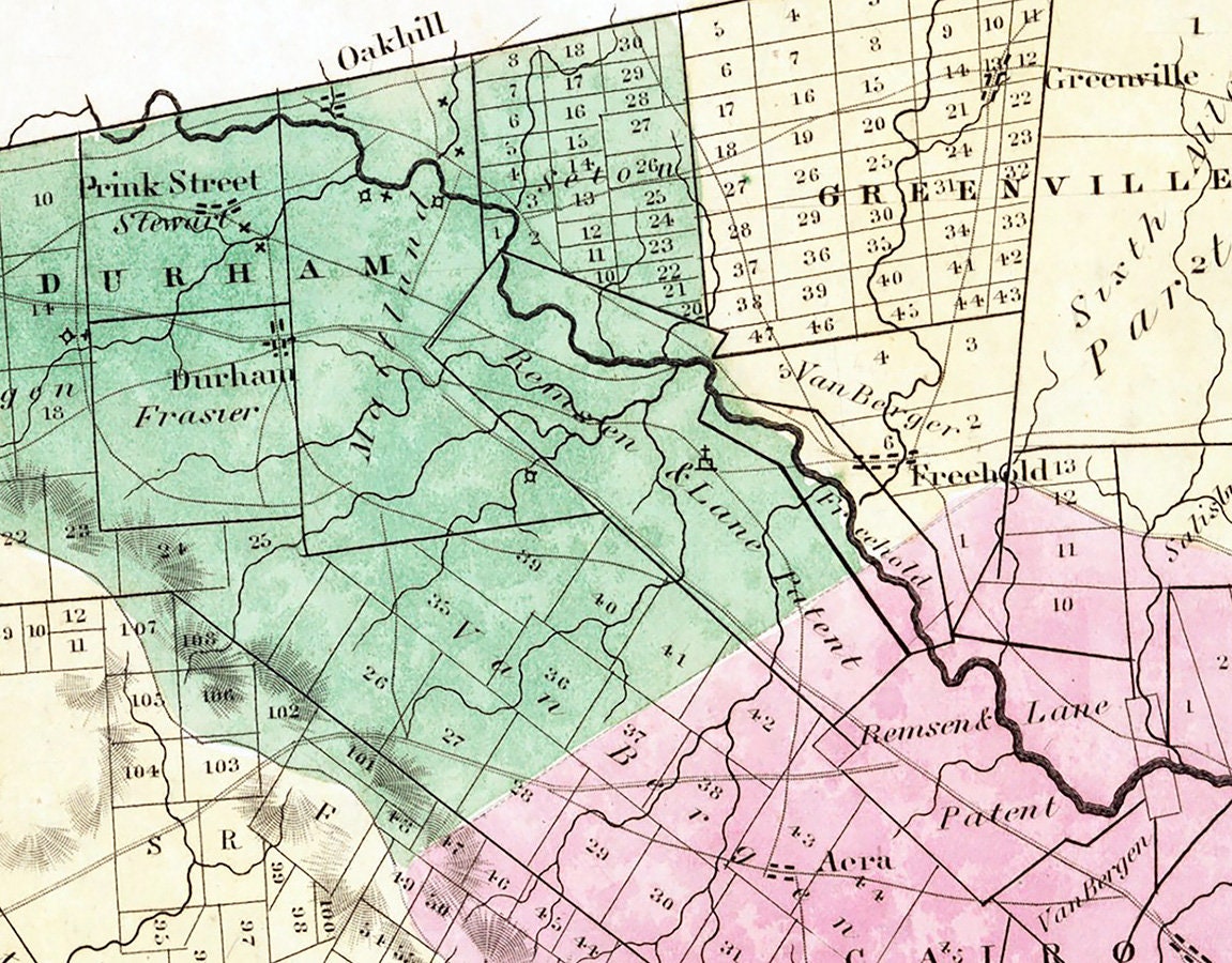 1829 Farm Line Map of Greene County New York