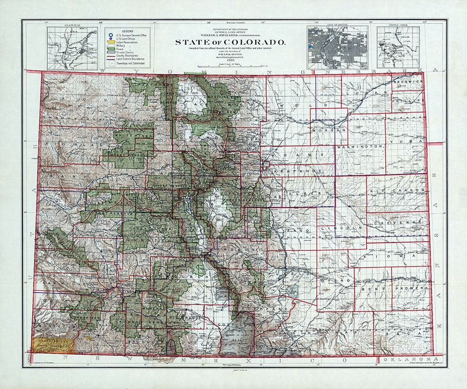 1905 Map of the State of Colorado