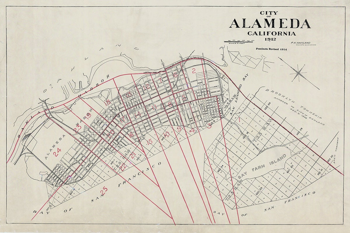 1912 Map of Alameda California