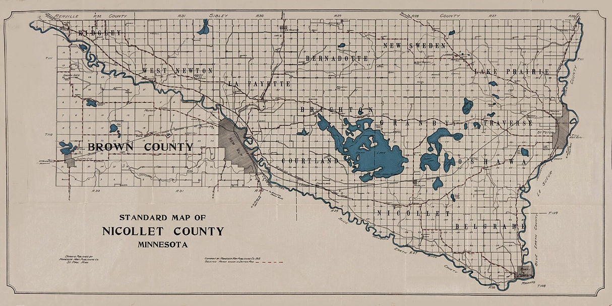 1913 Map of Nicollet County Minnesota