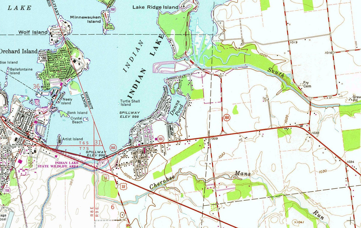 1960 Map of Indian Lake Logan County Ohio
