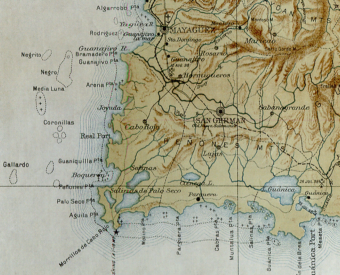 1899 Map of The Island of Puerto Rico