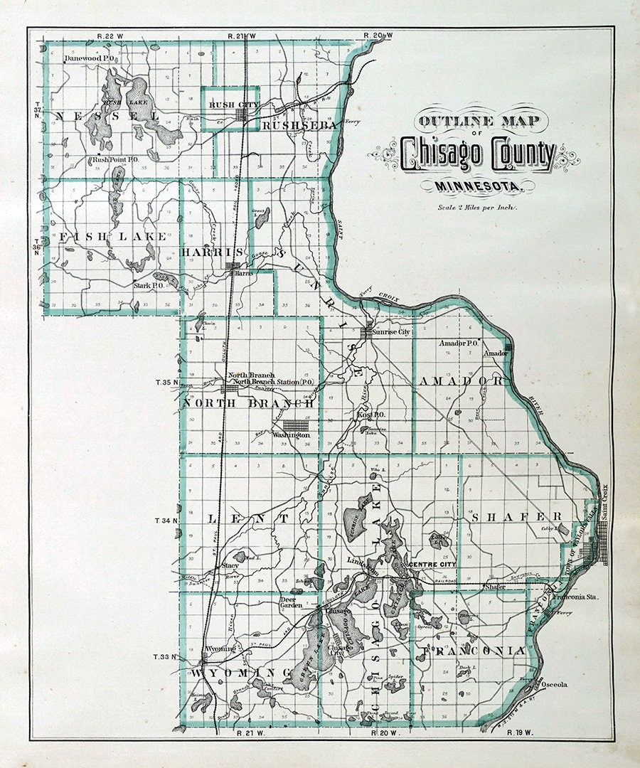 1888 Map of Chisago County Minnesota
