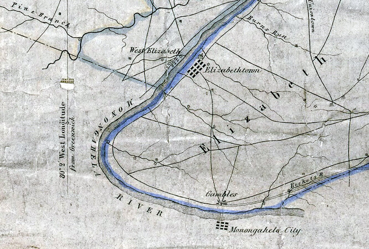 1850 Map of Allegheny County Pennsylvania