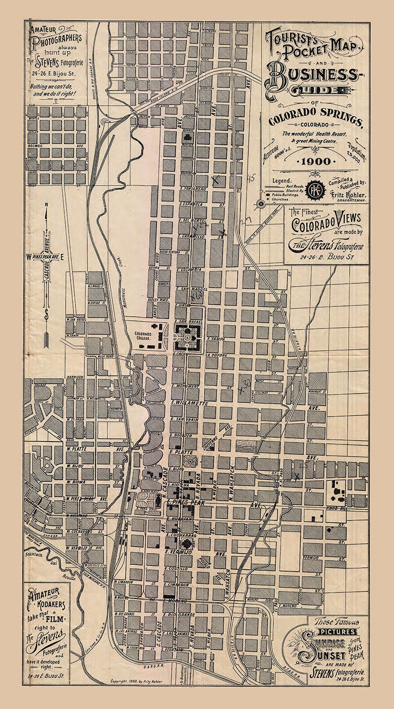 1900 Map of Colorado Springs Colorado