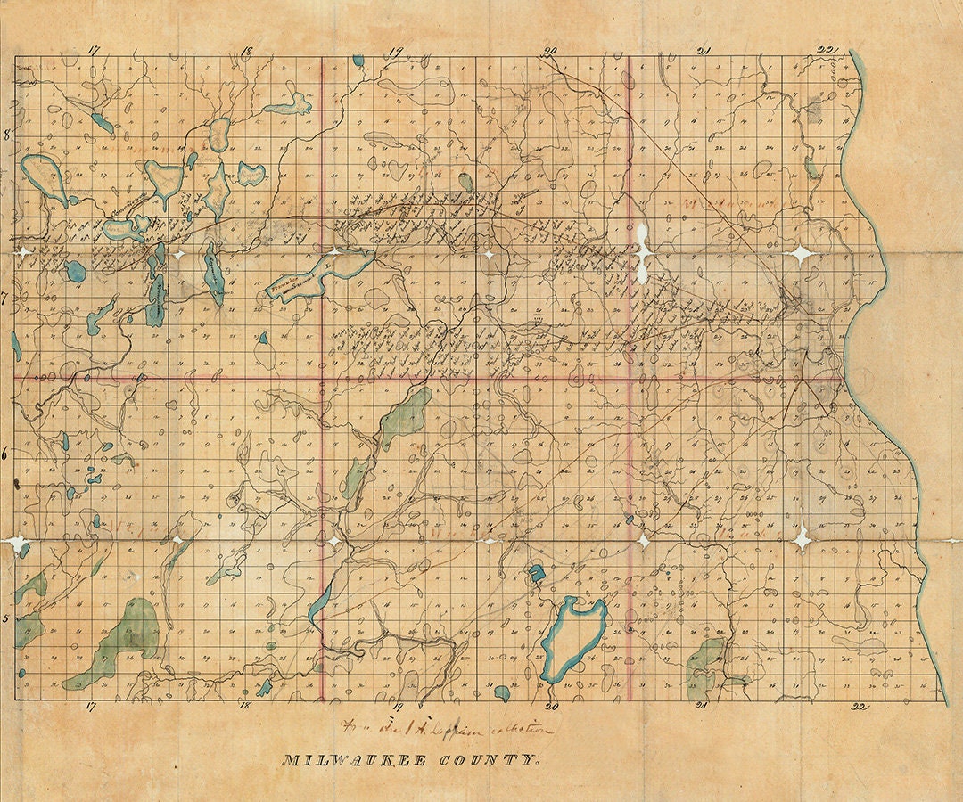 1800s Map of Milwaukee County Wisconsin