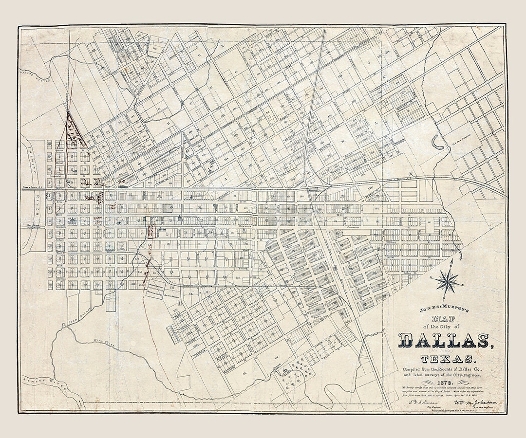 1878 Map of Dallas Texas