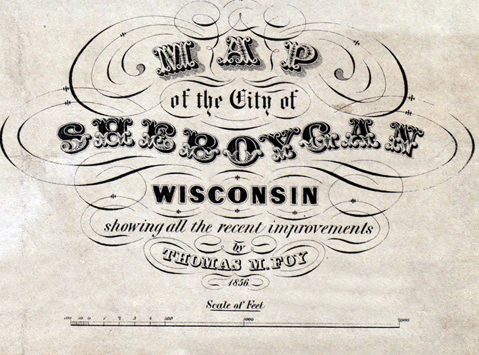 1856 Map of The City of Sheboygan Wisconsin