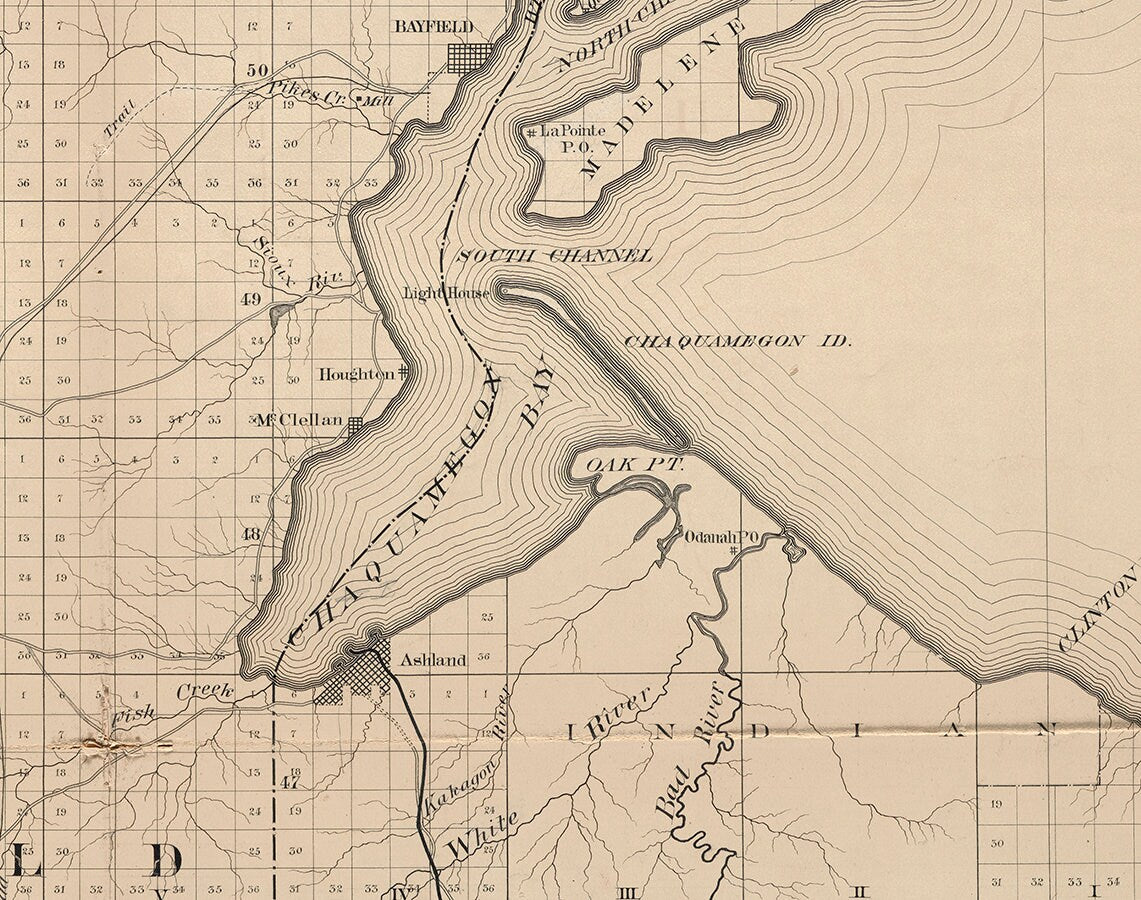 1880 Map of Ashland and Bayfield County Wisconsin