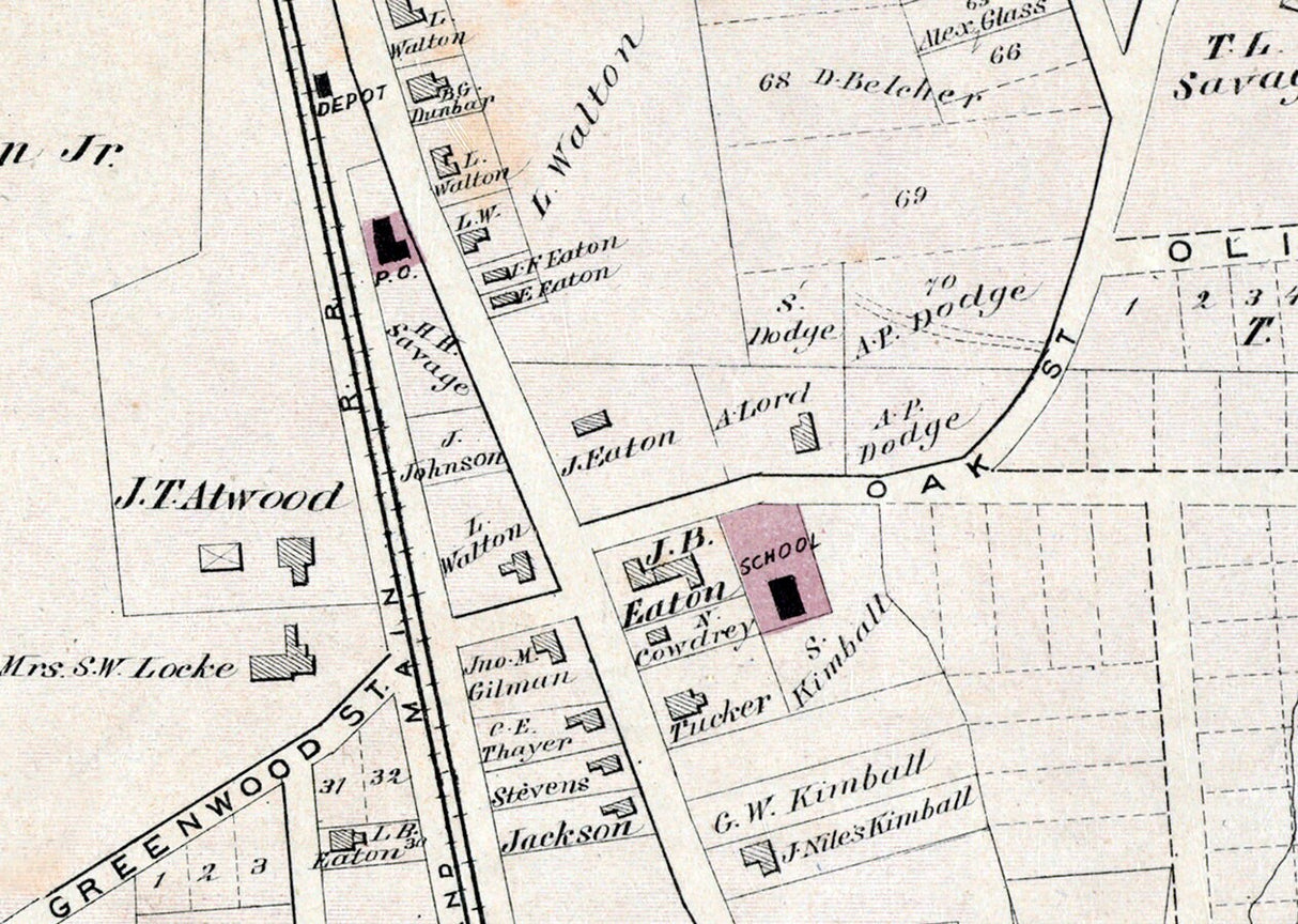 1874 Map of Greenwood Middlesex County Massachusetts