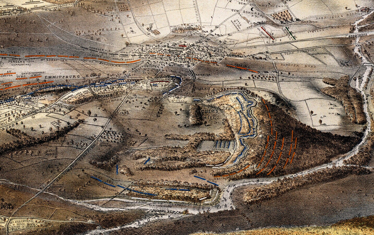 1863 Panoramic Map of Gettysburg Battlefield Pennsylvania