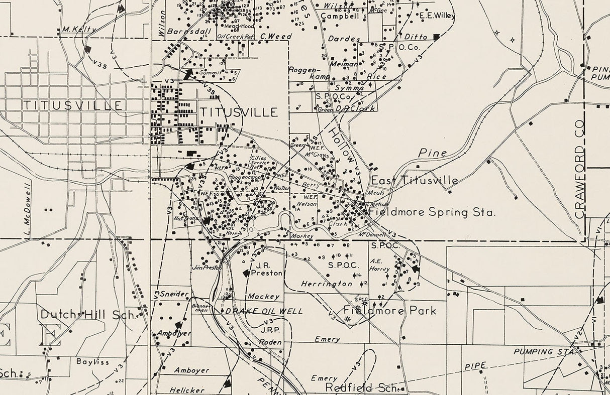 1946 Titusville Quadrangle Pennsylvania Oil and Gas Field Property Maps