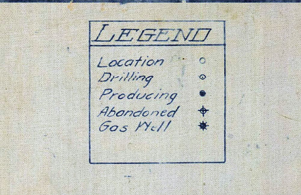 1913 Oil Well Map of Tiger Flats District Okmulgee County Oklahoma