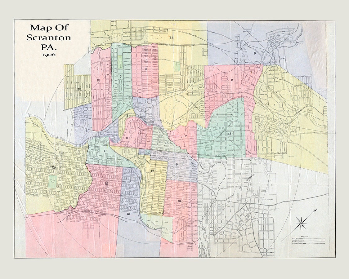 1906 Map of Scranton Lackawanna County Pennsylvania