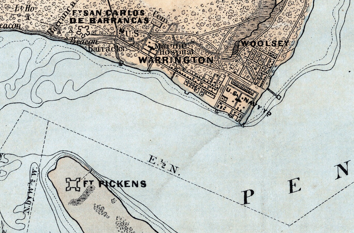 1861 Map of Pensacola Bay Florida Fort Pickens