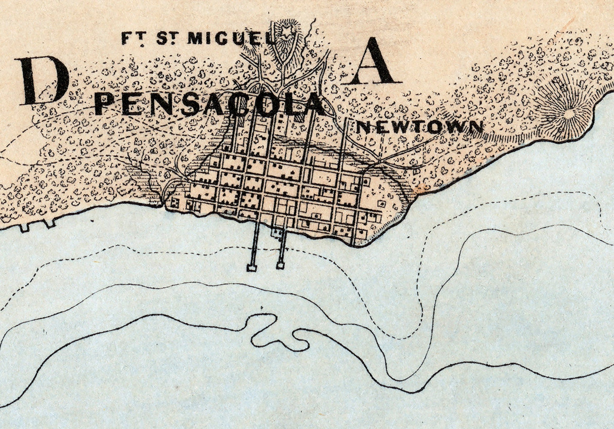 1861 Map of Pensacola Bay Florida Fort Pickens