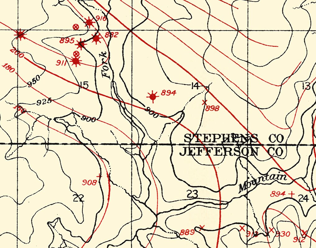 1915 Map of the Loco Gas Field Stephens and Jefferson Counties Oklahoma