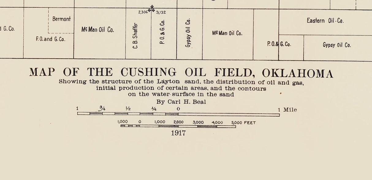1917 Map of the Cushing Oil Field Oklahoma