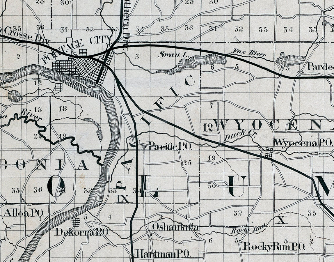 1880 Map of Columbia County Wisconsin