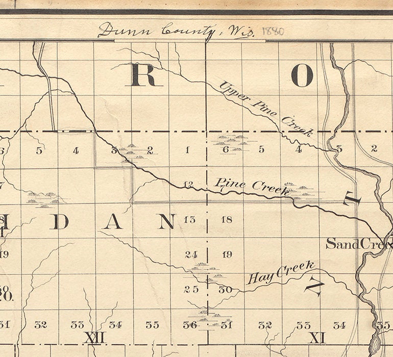 1880 Map of Dunn County Wisconsin