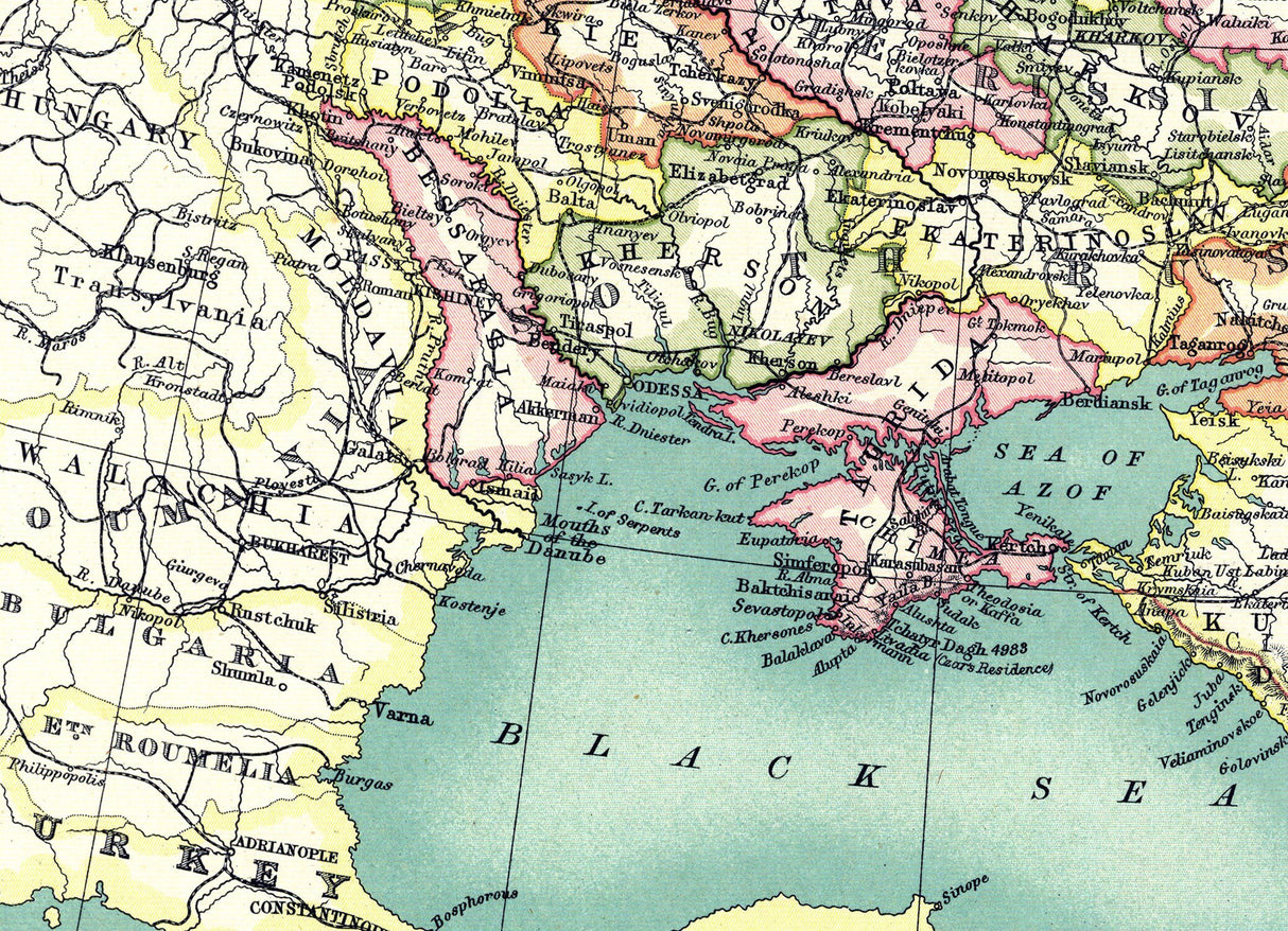 1912 Map of Russia In Europe