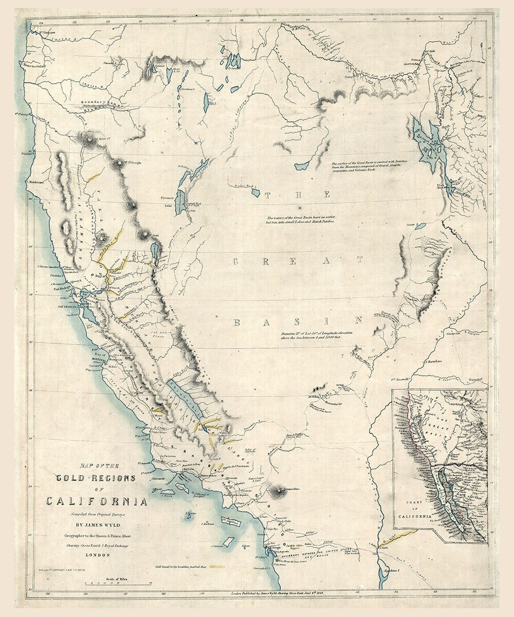 1849 Map of the Gold Regions of California