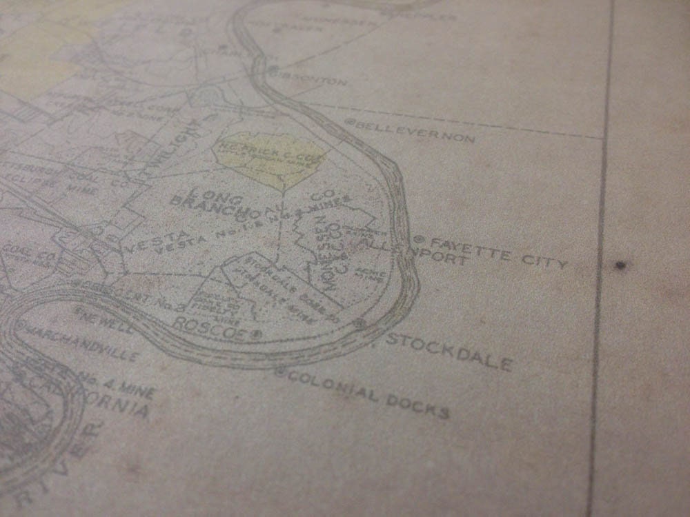 Map Hillman Coal & Coke Co Coal Properties in Southwestern PA Greene Co