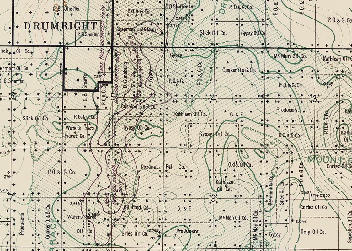 1917 Map of the Cushing Oil Field Oklahoma