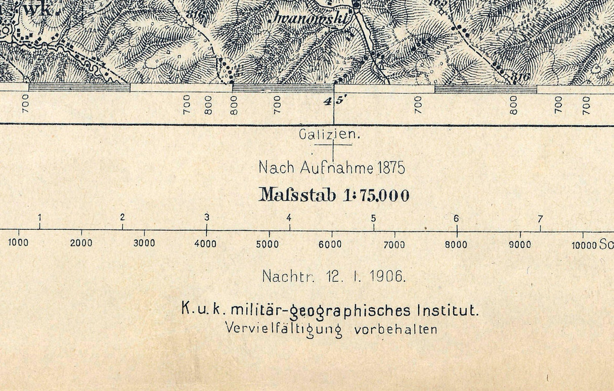 1906 Map of the Stary Sambor Region Galicia Austria Hungary