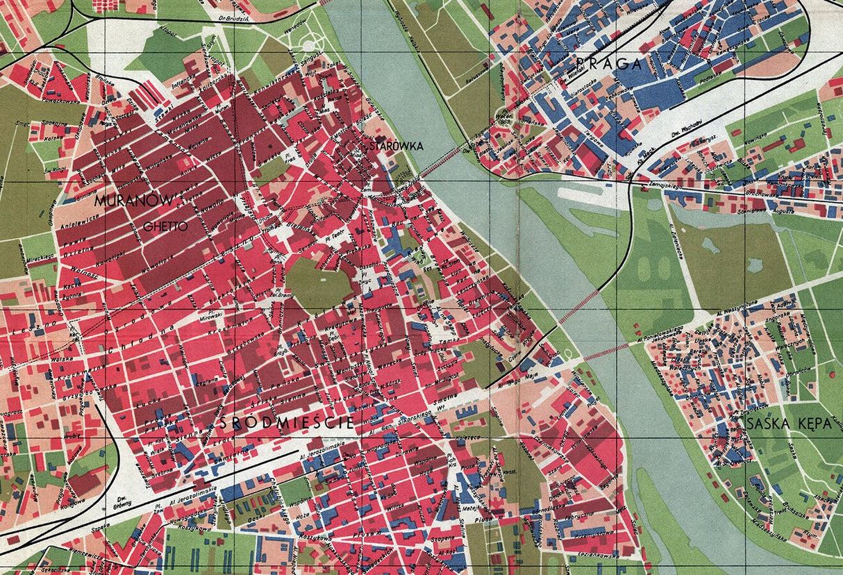 1949 Map of Warsaw Poland