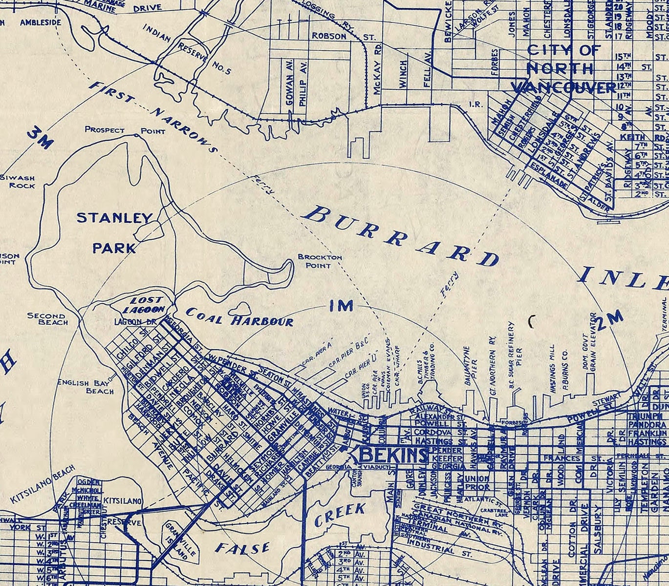 1920 Map of Vancouver British Columbia Canada