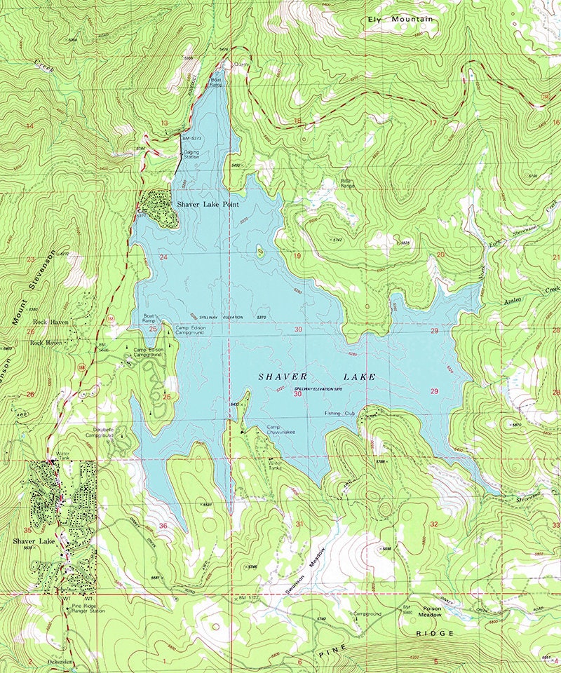 1982 Map of Shaver Lake California