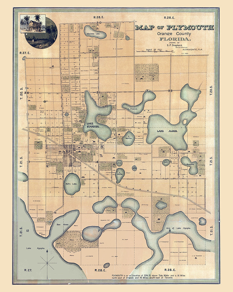 1888 Map of Plymouth Orange County Florida