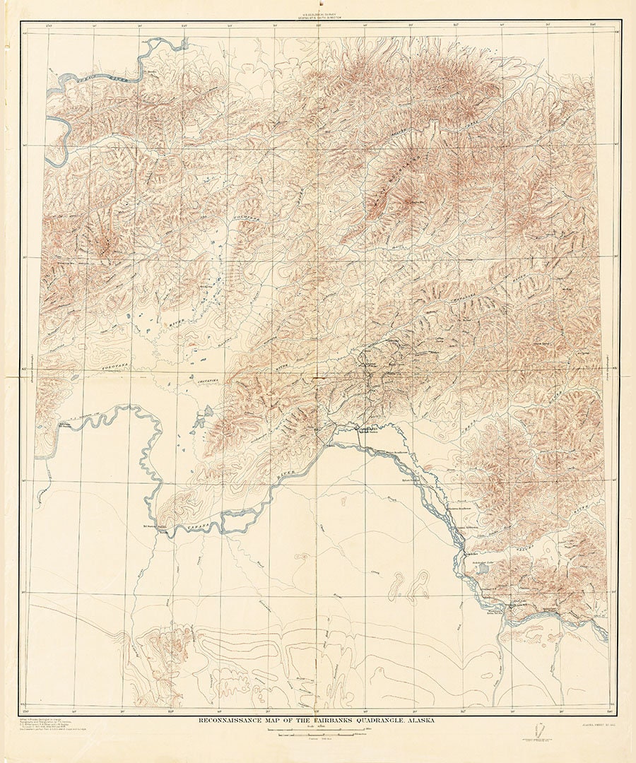 1908 Topo Map of Fairbanks Alaska